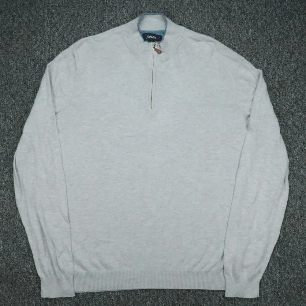 johnnie O Sweater Mens Large Gray Bailey Quarter Zip Pullover Golf Silk Blend *